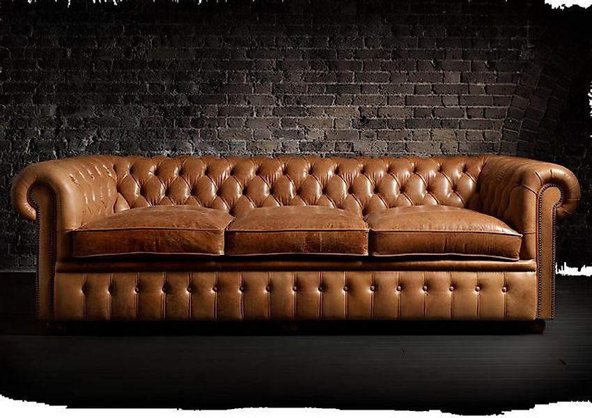 Xlmoebel Sofa Neu Chesterfield Polster Sofa in XXL Größe, 3-Sitzer in Hellb günstig online kaufen