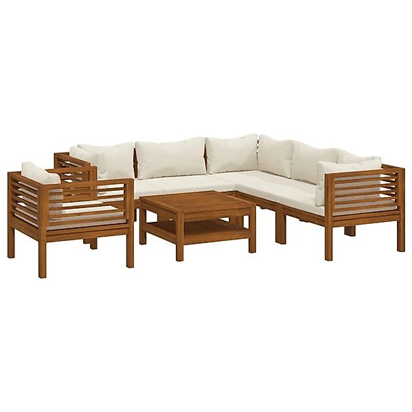 vidaXL 7-Tlg Garten-Lounge-Set mit Creme Kissen Massivholz Akazie 3086938 günstig online kaufen