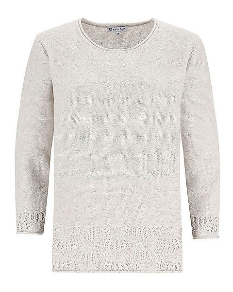 Hajo Rundhalspullover Pullover Moulinéoptik 3/4 Arm günstig online kaufen
