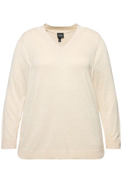 Ulla Popken Strickpullover Pullover V-Ausschnitt Langarm günstig online kaufen