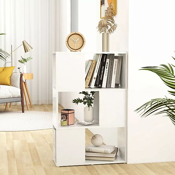 Bücherregal Raumteiler Hochglanz-weiß 60x24x94 Cm Spanplatte günstig online kaufen
