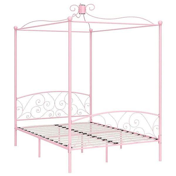 vidaXL Himmelbett, Baldachin Bett-Gestell Rosa Metall 140 x 200 cm günstig online kaufen
