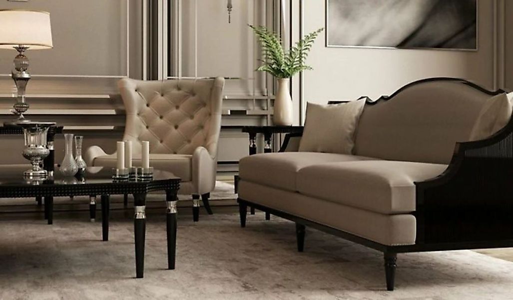 Casa Padrino Sofa Luxus Art Deco Sofa Grau / Schwarz 260 x 87 x H. 100 cm - günstig online kaufen