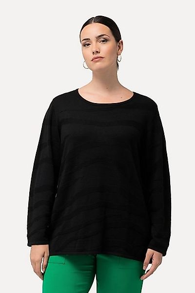 Ulla Popken Strickpullover Jacquard-Pullover Zebramuster U-Boot-Ausschnitt günstig online kaufen