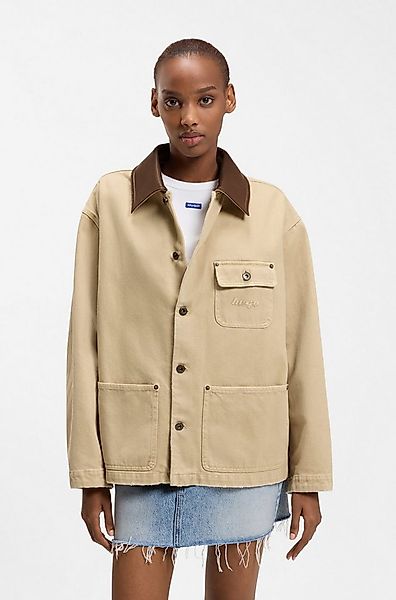 HUGO Blue Hemdjacke Flimane mit Kontrastkragen, oversize günstig online kaufen