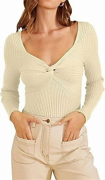RUZU UG Strickpullover Damen Pullover Elegant Cardigan Enger langärmeliger günstig online kaufen
