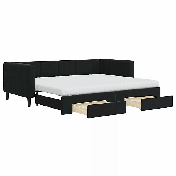 vidaXL Tagesbett Ausziehbar mit Schubladen Schwarz 90x200 cm Samt1881259 günstig online kaufen