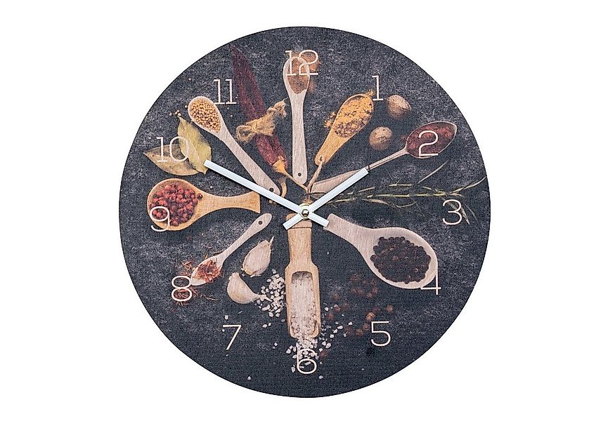 Levandeo® Wanduhr (Wanduhr Holz 30x30cm Rund Uhr Holzbild Gewürze Küche Krä günstig online kaufen
