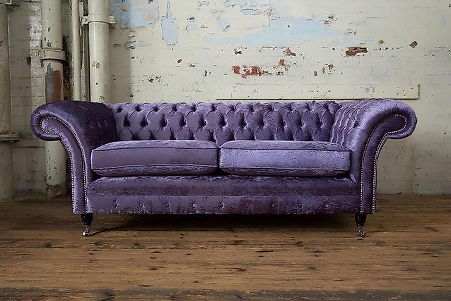 Xlmoebel Sofa 3-Sitzer Designer-Sofa aus Samtstoff in Lila mit Chesterfield günstig online kaufen