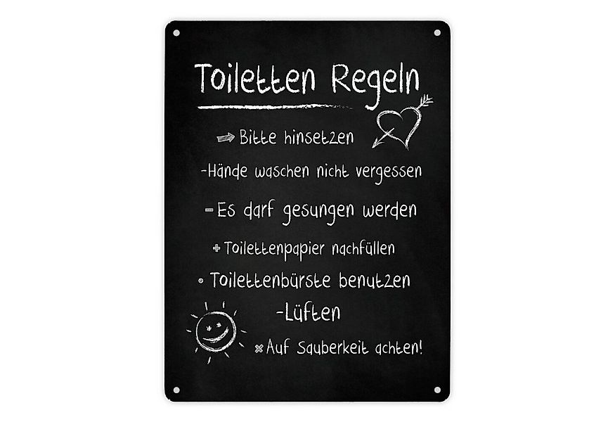 speecheese Metallschild Metallschild XL mit Spruch: Toilettenregeln Schild günstig online kaufen