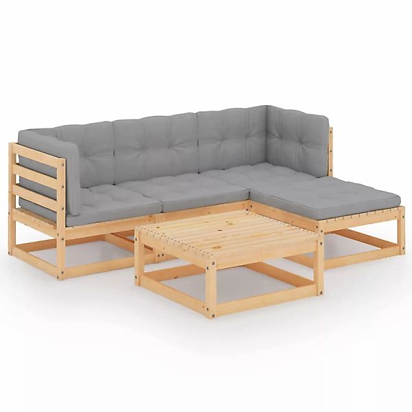 5-tlg. Garten-lounge-set Mit Kissen Kiefer Massivholz günstig online kaufen