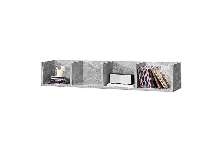 en.casa Wandregal, »Ekerö« Bücherregal 95x17x16,5cm, 4 Ablagefächer, Betono günstig online kaufen