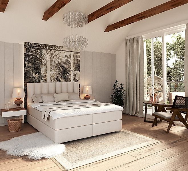 thematys Boxspringbett Velours Polsterbett Stauraumbett Bett 140x200, 160x2 günstig online kaufen