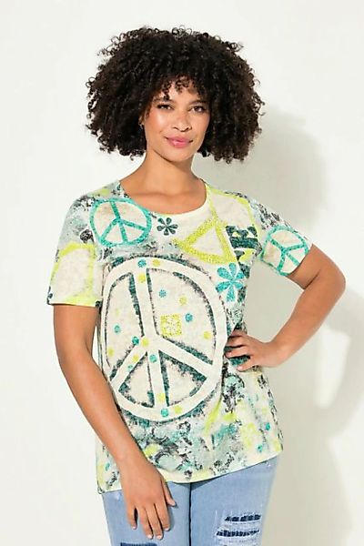 Angel of Style Rundhalsshirt T-Shirt Peace-Muster Rundhals Halbarm günstig online kaufen