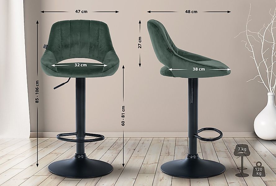 CLP Barhocker Milet, mit Samt-Bezug, drehbar günstig online kaufen