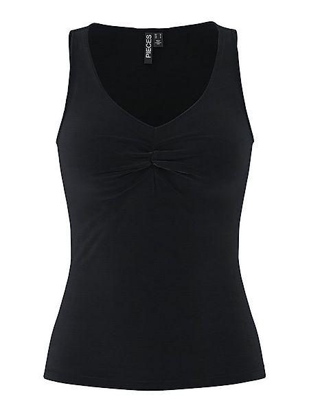 pieces V-Shirt PCMALIVA SL V-NECK TOP JRS NOOS BC mit Raffung im Brustberei günstig online kaufen