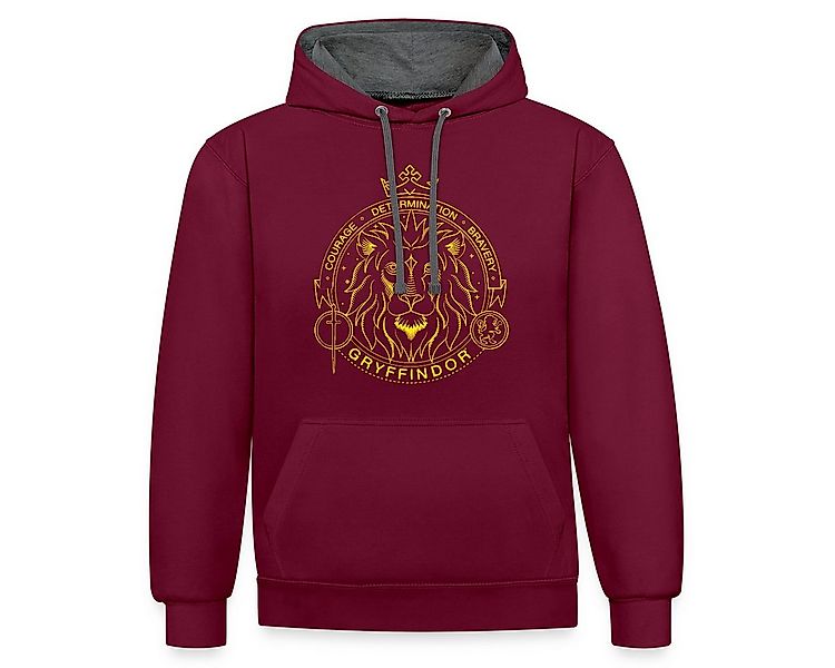 Spreadshirt Hoodie Harry Potter Gryffindor Wappen Löwe Unisex Kontrast Hood günstig online kaufen