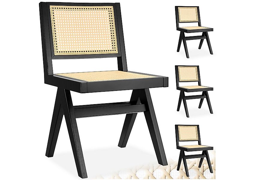 tectake Esszimmerstuhl Holzstuhl Lissy mit Wiener Geflecht im Boho-Stil (Se günstig online kaufen