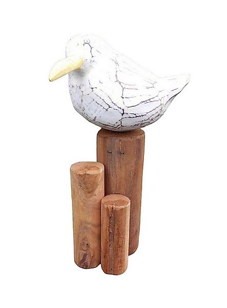 Deko-Impression Tierfigur Freche Möwe auf Poller Statue maritime Deko Holz günstig online kaufen