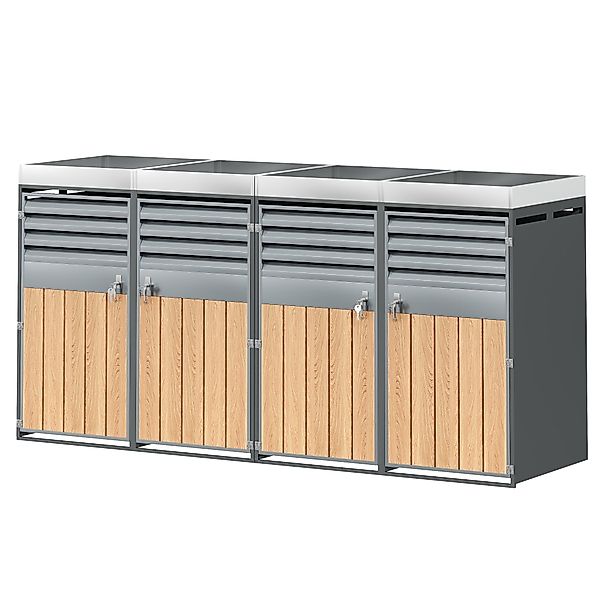 Mülltonnenbox mit integrierter Pflanzfläche, abschließbarer 4‑Fach‑Mülltonn günstig online kaufen