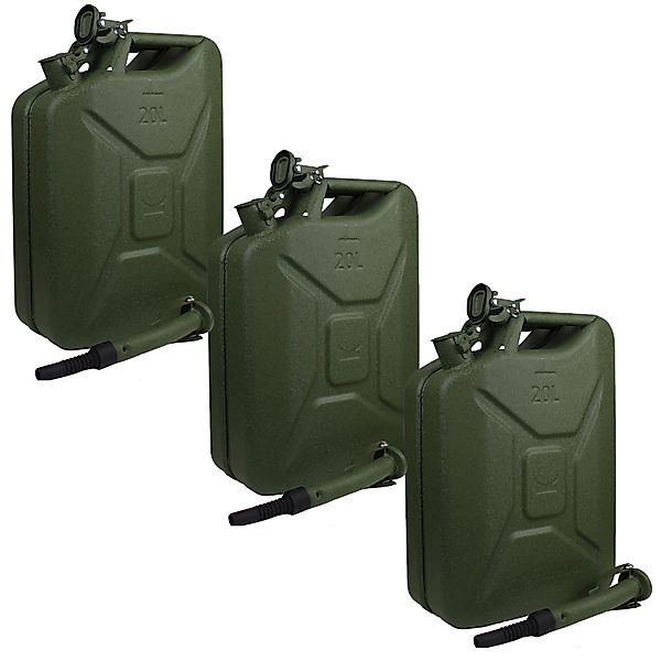 TRUTZHOLM 3x Metallkanister Hammerschlag 20 Liter Mit Ausgießer Und Halter günstig online kaufen