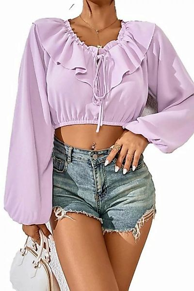 ZWY Bigshirt Ultrakurzes Damenhemd mit Rüschenkragen günstig online kaufen