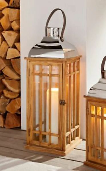 HOME Living "Bundle Windlicht Set ""Wood"" 2tlg. Windlichter" braun/silber günstig online kaufen