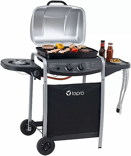 tepro Gasgrill Fremont 112 x 96,5 x 52 cm (B x H x T) Schwarz/Silber günstig online kaufen