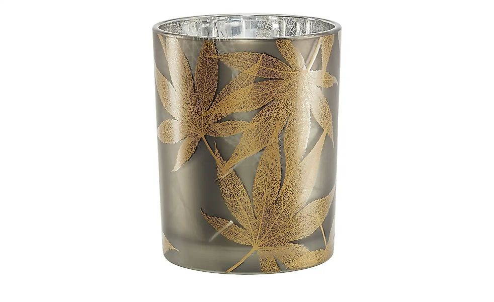 HOME STORY Windlicht Blätter   ¦ braun ¦ Glas ¦ Maße (cm): H: 12,5  Ø: 10 W günstig online kaufen