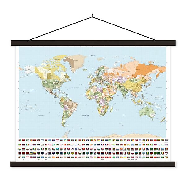 MuchoWow Poster Weltkarte - Flagge - günstig online kaufen