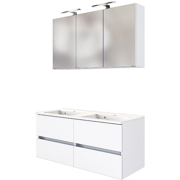 Held Möbel 2-tlg. Waschtisch-Set Verona 120 cm matt Weiß-Weiß günstig online kaufen