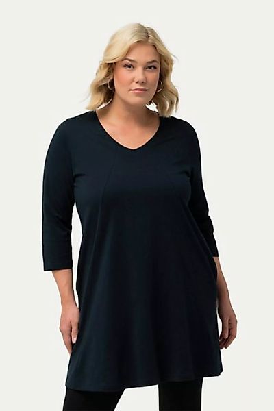 Ulla Popken Longshirt Longshirt Ziernähte A-Linie V-Ausschnitt 3/4-Arm günstig online kaufen