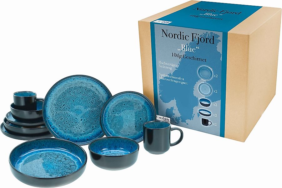 CreaTable Kombiservice »Nordic Fjord«, (Set, 10 tlg.), je 2 Speiseteller, S günstig online kaufen