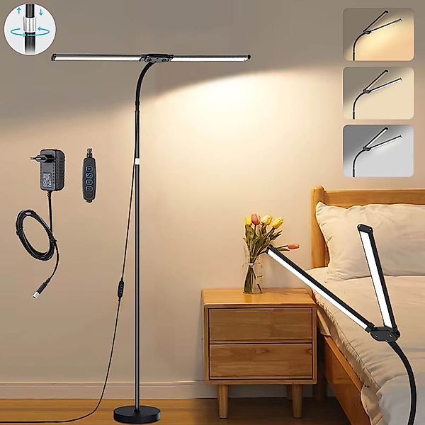 LMaxhome LED Stehlampe Dimmbar Doppelkopf Standlicht günstig online kaufen