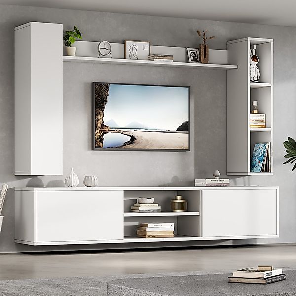 Merax Wohnwand mit Vitrine und TV-Schrank, günstig online kaufen