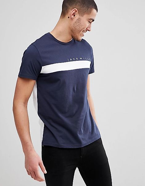 Jack Wills – Bramshill – Blockfarben-T-Shirt in Marineblau günstig online kaufen