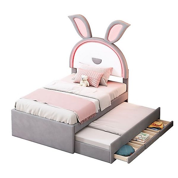 MODFU Kinderbett Gästebett Stauraumbett Polsterbett 90 x 200 cm (mit auszie günstig online kaufen