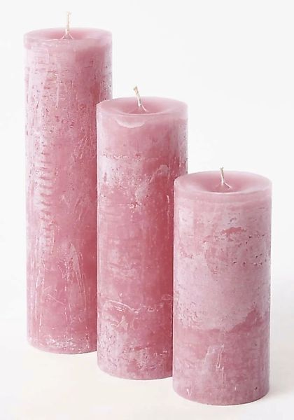 Dekocandle Wachskerzen Zylinder-Kerze old red Ø 8,6 x 10 cm (1 Stück) (rosa günstig online kaufen