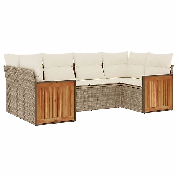 vidaXL 6-Tlg Garten-Sofagarnitur mit Kissen Beige Poly Rattan 3227941 günstig online kaufen