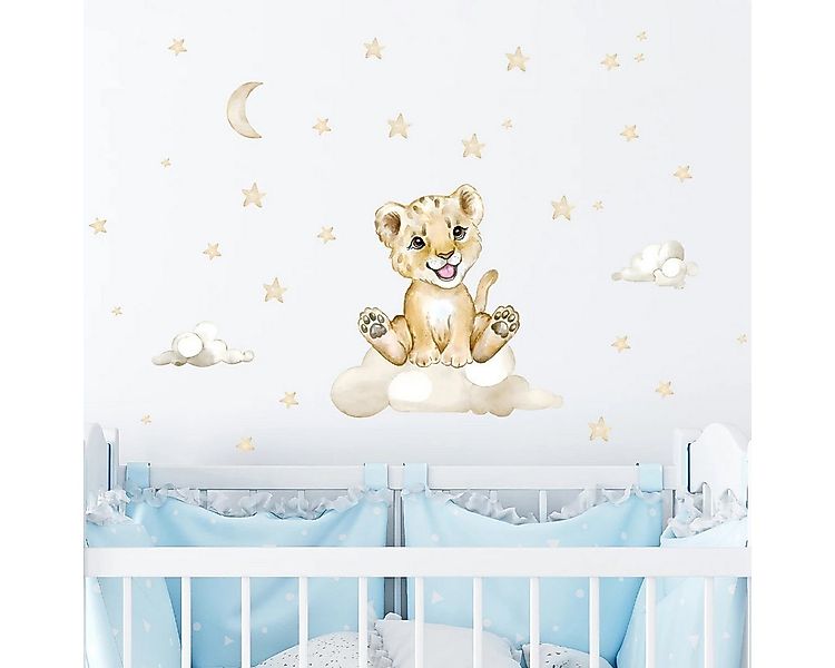 Montegoni Wandtattoo Wandsticker niedlichen Tiger Mond Stern Wandaufkleber günstig online kaufen