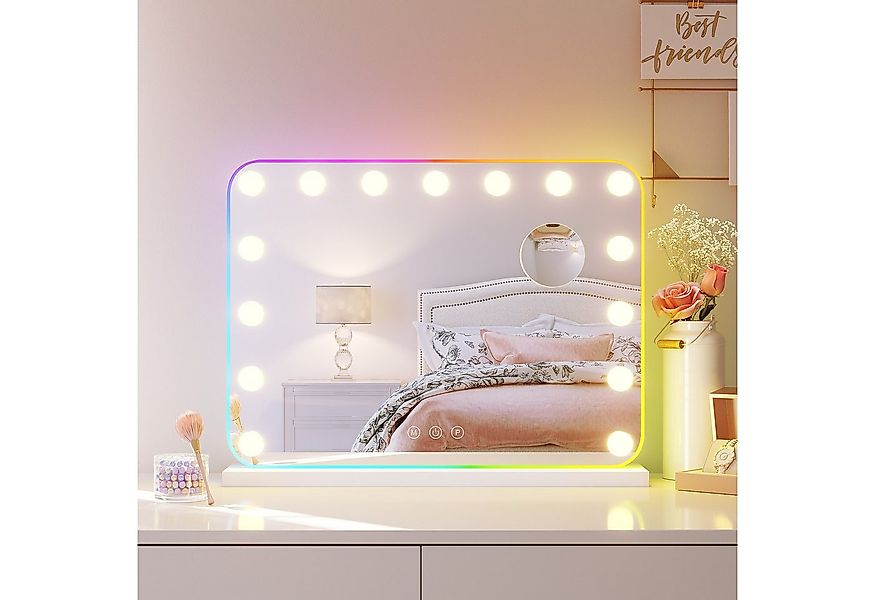SONNI Schminkspiegel Kosmetikspiegel 15LED Schminkspiegel mit 3 Farbe Licht günstig online kaufen