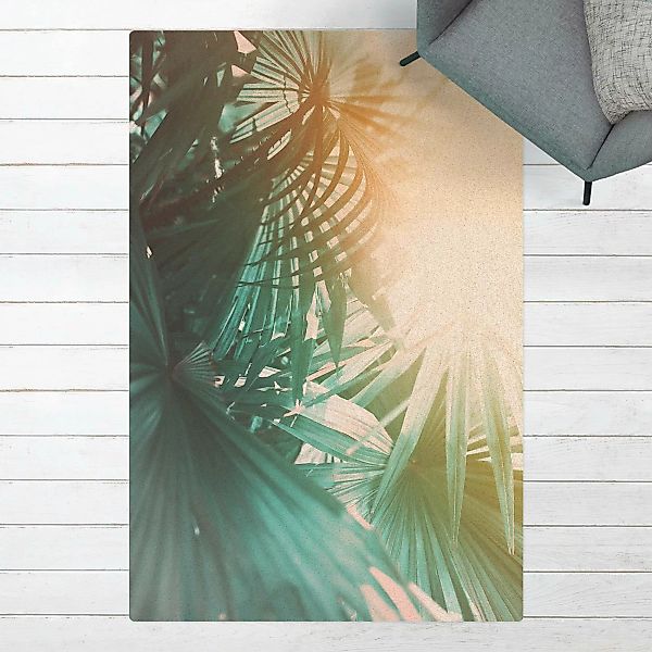 Kork-Teppich Tropische Pflanzen Palmen bei Sonnenuntergang günstig online kaufen