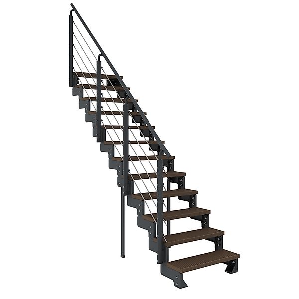 Dolle Außentreppe Gardentop Anthrazit 12 Stufen 100 cm Braun inkl. Geländer günstig online kaufen