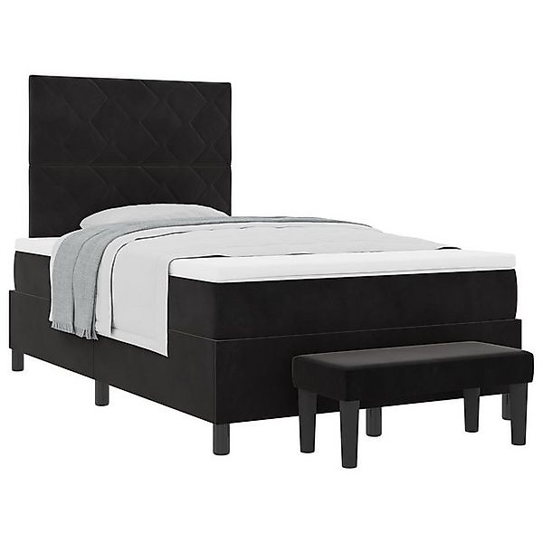 vidaXL Bett Boxspringbett mit Matratze & Bank Schwarz 120x200 cm Samt (2-tl günstig online kaufen