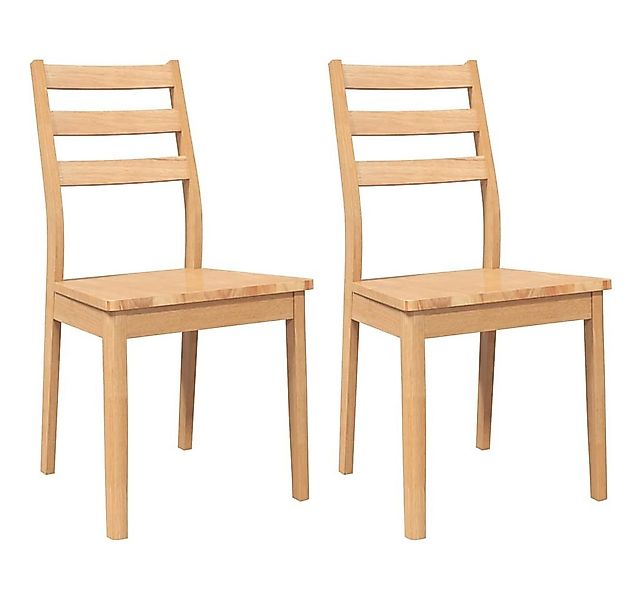 vidaXL Esszimmerstuhl Esszimmerstühle 2 Stk. Natur Massivholz Gummibaum (2 günstig online kaufen