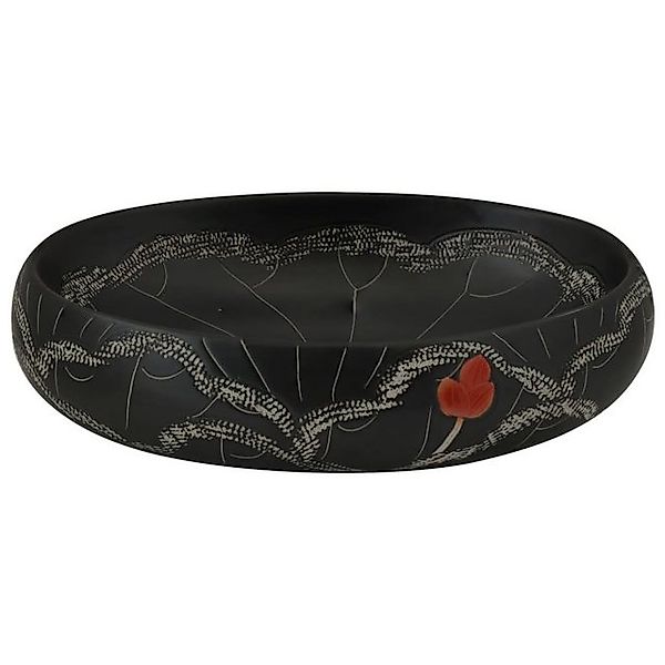 vidaXL Waschbeckenschrank Aufsatzwaschbecken Schwarz Oval 59x40x15 cm Keram günstig online kaufen