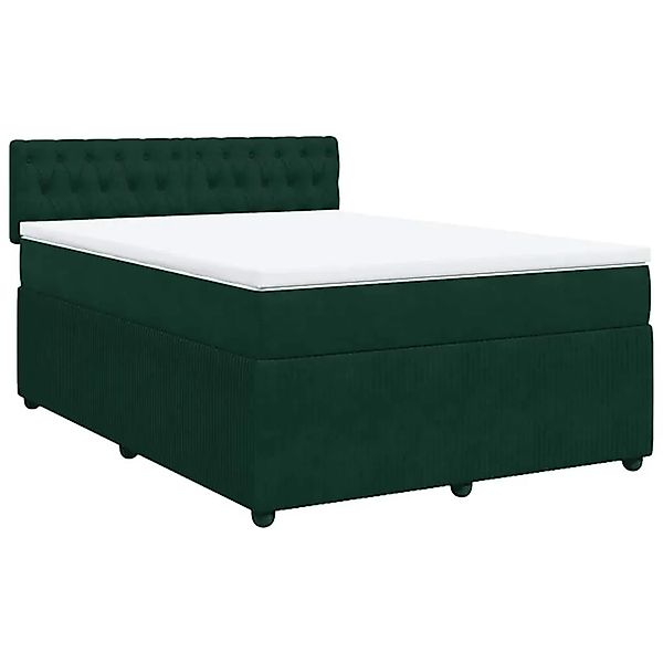 vidaXL Boxspringbett mit Matratze Dunkelgrün 140x190 cm Samt 3290043 günstig online kaufen