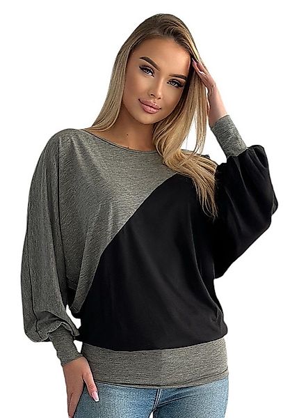 Mississhop Rollkragenpullover Fledermauspullover Damen Bluse Longshirt günstig online kaufen