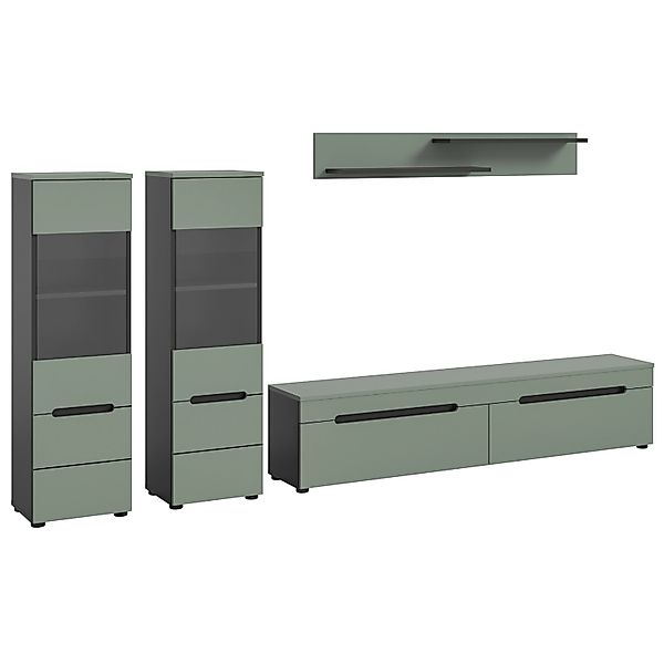 Inn.Furn Wohnwand in Salbei und Grau 272 cm Cooper günstig online kaufen