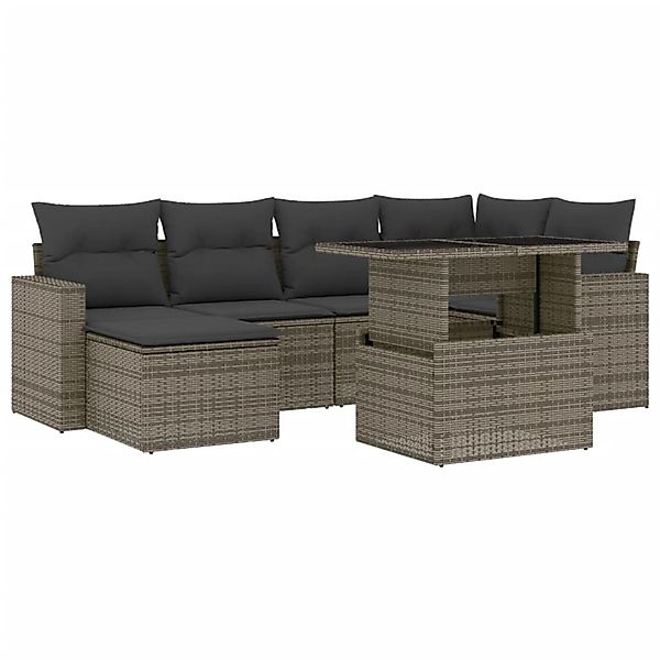 vidaXL 7-tlg Garten-Sofagarnitur mit Kissen Grau Poly Rattan Modell 179 günstig online kaufen